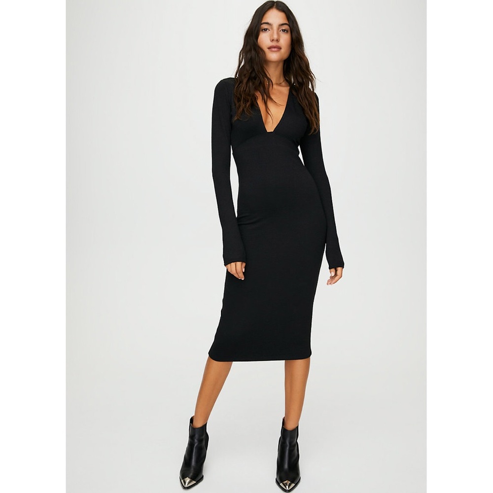 Aritzia Plunge Neck Midi Abby Dress - Wilfred Free